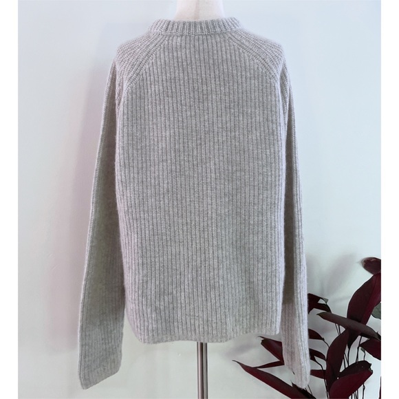 EUC Large JENNI KAYNE Cashmere Fisherman Ribbed Knit Light Gray Sweater - Picture 6 of 10